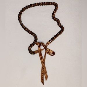 FASHION gold silk ribbon bronze metal chain belt